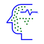 Graphic depicting an increased amount of calcitonin gene-related peptide (CGRP) released during a migraine