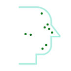 Graphic depicting a normal amount of calcitonin generelated peptide (CGRP) when not experiencing a migraine