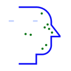 Graphic depicting a normal amount of calcitonin gene-related peptide (CGRP) when not experiencing a migraine