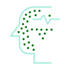 Graphic depicting an increased amount of calcitonin gene-related peptide (CGRP) released during a migraine